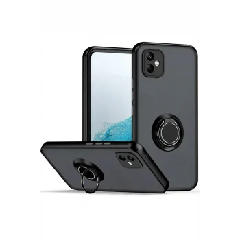 Mey İthalat®  Samsung Galaxy A06 Kılıf Montreal Yüzüklü Silikon Kapak - Siyah