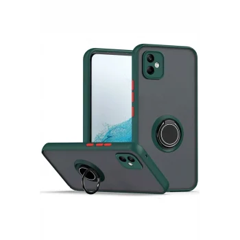 Mey İthalat®  Samsung Galaxy A06 Kılıf Montreal Yüzüklü Silikon Kapak - Yeşil