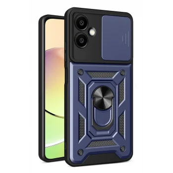 Mey İthalat®  Samsung Galaxy A07 4G Pars Lens Yüzüklü Silikon - Lacivert