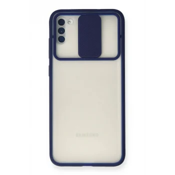 Mey İthalat®  Samsung Galaxy A11 Kılıf Palm Buzlu Kamera Sürgülü Silikon - Lacivert