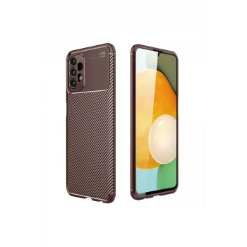 Mey İthalat®  Samsung Galaxy A13 4G Kılıf Auto Focus Karbon Kapak - Kahverengi