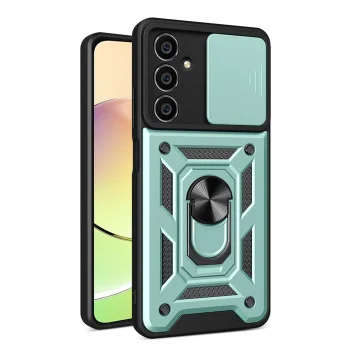Mey İthalat®  Samsung Galaxy A15 4G Kılıf Pars Lens Yüzüklü Silikon - Yeşil