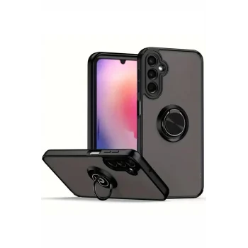 Mey İthalat®  Samsung Galaxy A16 5G Kılıf Montreal Yüzüklü Silikon Kapak - Siyah