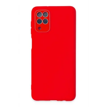 Mey İthalat®  Samsung Galaxy A22 Kılıf Lansman Glass Kapak - Kırmızı