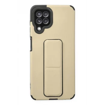 Mey İthalat®  Samsung Galaxy A22 Kılıf Mega Standlı Silikon - Gold
