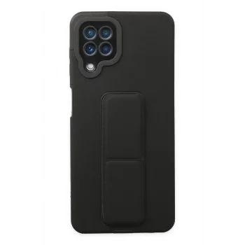 Mey İthalat®  Samsung Galaxy A22 Kılıf Mega Standlı Silikon - Siyah