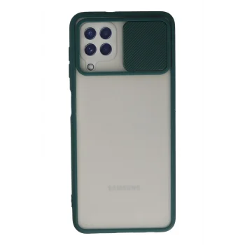 Mey İthalat®  Samsung Galaxy A22 Kılıf Palm Buzlu Kamera Sürgülü Silikon - Yeşil