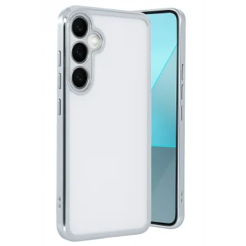 Mey İthalat®  Samsung Galaxy A24 4G Prime Kılıf  Lensli Silikon - Gümüş