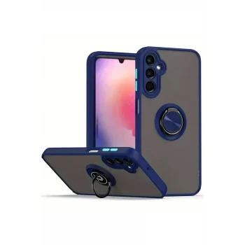 Mey İthalat®  Samsung Galaxy A26 Kılıf Montreal Yüzüklü Silikon Kapak - Lacivert