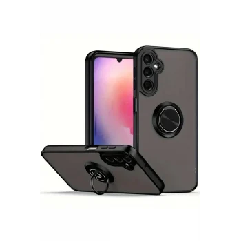 Mey İthalat®  Samsung Galaxy A26 Kılıf Montreal Yüzüklü Silikon Kapak - Siyah