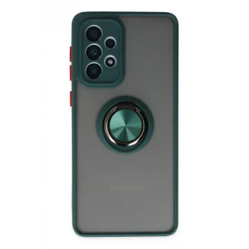 Mey İthalat®  Samsung Galaxy A33 5G Kılıf Montreal Yüzüklü Silikon Kapak - Yeşil