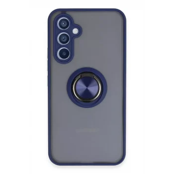 Mey İthalat®  Samsung Galaxy A34 5G Kılıf Montreal Yüzüklü Silikon Kapak - Lacivert