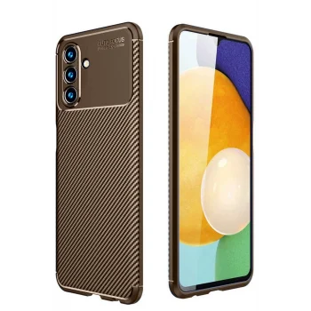 Mey İthalat®  Samsung Galaxy A36 Kılıf Auto Focus Karbon Kapak - Kahverengi