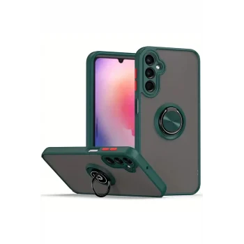 Mey İthalat®  Samsung Galaxy A36 Kılıf Montreal Yüzüklü Silikon Kapak - Yeşil