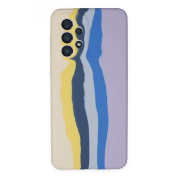 Mey İthalat®  Samsung Galaxy A53 5G Kılıf Ebruli Lansman Silikon - Sarı-Lila