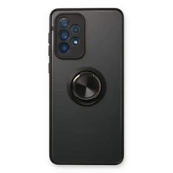 Mey İthalat®  Samsung Galaxy A53 5G Kılıf Montreal Yüzüklü Silikon Kapak - Siyah