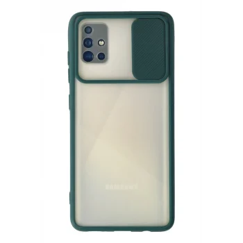 Mey İthalat®  Samsung Galaxy A71 Kılıf Palm Buzlu Kamera Sürgülü Silikon - Yeşil