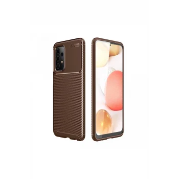 Mey İthalat®  Samsung Galaxy A72 Kılıf Auto Focus Karbon Kapak - Kahverengi