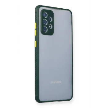Mey İthalat®  Samsung Galaxy A72 Kılıf Miami Şeffaf Silikon - Koyu Yeşil