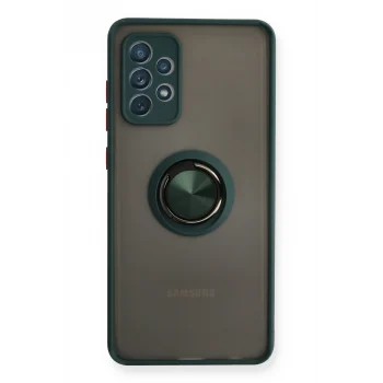 Mey İthalat®  Samsung Galaxy A72 Kılıf Montreal Yüzüklü Silikon Kapak - Yeşil