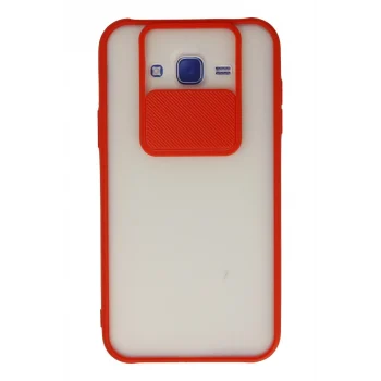 Mey İthalat®  Samsung Galaxy J7 Kılıf Palm Buzlu Kamera Sürgülü Silikon - Kırmızı