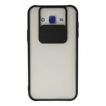 Mey İthalat®  Samsung Galaxy J7 Kılıf Palm Buzlu Kamera Sürgülü Silikon - Siyah