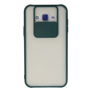 Mey İthalat®  Samsung Galaxy J7 Kılıf Palm Buzlu Kamera Sürgülü Silikon - Yeşil