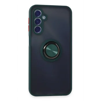Mey İthalat®  Samsung Galaxy M34 5G Kılıf Montreal Yüzüklü Silikon Kapak - Yeşil