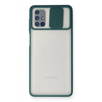 Mey İthalat®  Samsung Galaxy M51 Kılıf Palm Buzlu Kamera Sürgülü Silikon - Yeşil