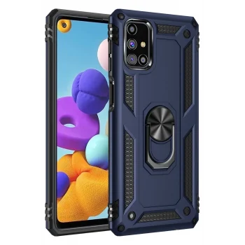 Mey İthalat®  Samsung Galaxy M51 Kılıf Sofya Yüzüklü Silikon Kapak - Lacivert