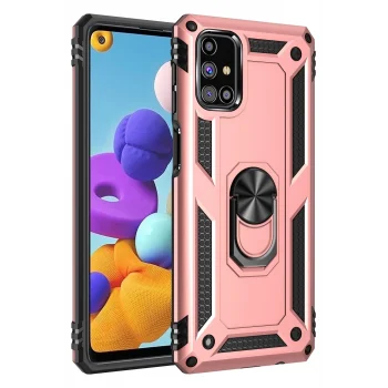 Mey İthalat®  Samsung Galaxy M51 Kılıf Sofya Yüzüklü Silikon Kapak - Rose