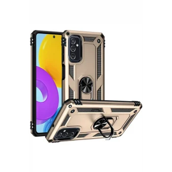Mey İthalat®  Samsung Galaxy M52 5G Kılıf Sofya Yüzüklü Silikon Kapak - Gold