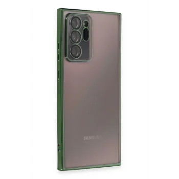 Mey İthalat®  Samsung Galaxy Note 20 Ultra Kılıf  Lensli Silikon - Yeşil