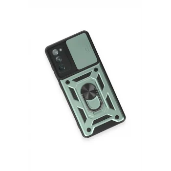 Mey İthalat®  Samsung Galaxy S20 FE Kılıf Pars Lens Yüzüklü Silikon - Yeşil