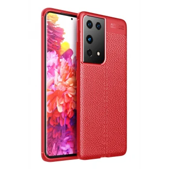 Mey İthalat®  Samsung Galaxy S21 Ultra Kılıf Auto Focus Kapak - Kırmızı