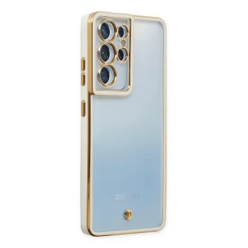 Mey İthalat®  Samsung Galaxy S21 Ultra Kılıf Liva Lens Silikon - Beyaz