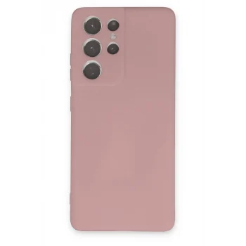 Mey İthalat®  Samsung Galaxy S21 Ultra Kılıf Nano içi Kadife Silikon - Pudra