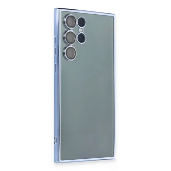 Mey İthalat®  Samsung Galaxy S22 Ultra Kılıf  Lensli Silikon - Açık Mavi