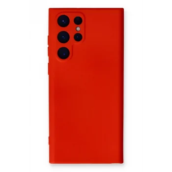 Mey İthalat®  Samsung Galaxy S22 Ultra Kılıf Nano içi Kadife Silikon - Kırmızı