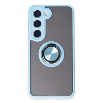 Mey İthalat®  Samsung Galaxy S23 Kılıf Montreal Yüzüklü Silikon Kapak - Buz Mavi