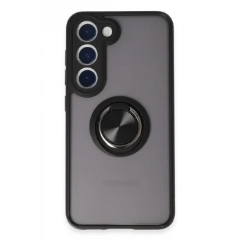 Mey İthalat®  Samsung Galaxy S23 Kılıf Montreal Yüzüklü Silikon Kapak - Siyah
