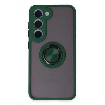 Mey İthalat®  Samsung Galaxy S23 Kılıf Montreal Yüzüklü Silikon Kapak - Yeşil