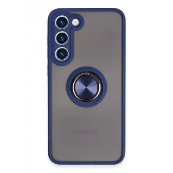 Mey İthalat®  Samsung Galaxy S23 Plus Kılıf Montreal Yüzüklü Silikon Kapak - Lacivert