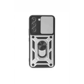 Mey İthalat®  Samsung Galaxy S24 Kılıf Pars Lens Yüzüklü Silikon - Gümüş