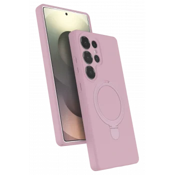 Mey İthalat®  Samsung Galaxy S24 Ultra Regal Magsafe Standlı Kapak - Açık Pembe