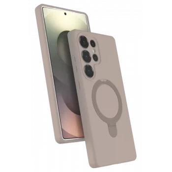 Mey İthalat®  Samsung Galaxy S24 Ultra Regal Magsafe Standlı Kapak - Çöl Titanyum