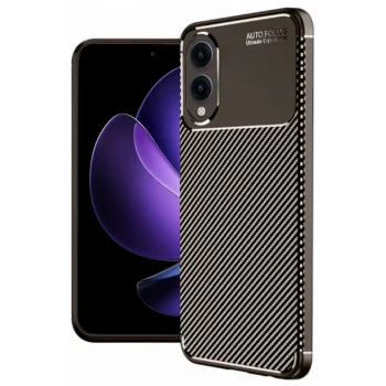 Mey İthalat®  Samsung Galaxy S25 Edge Kılıf Auto Focus Karbon Kapak - Kahverengi