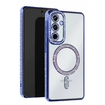 Mey İthalat®  Samsung Galaxy S25 FE Joke Simli Magneticsafe Kılıf - Mavi
