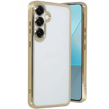 Mey İthalat®  Samsung Galaxy S25 Kılıf  Lensli Silikon - Gold