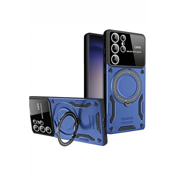 Mey İthalat®  Samsung Galaxy S25 Ultra Kılıf Joy Lens Standlı Kapak - Lacivert
